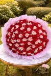 RED PINK BOUNCY BUNCH WITH 100 PLUS ROSES